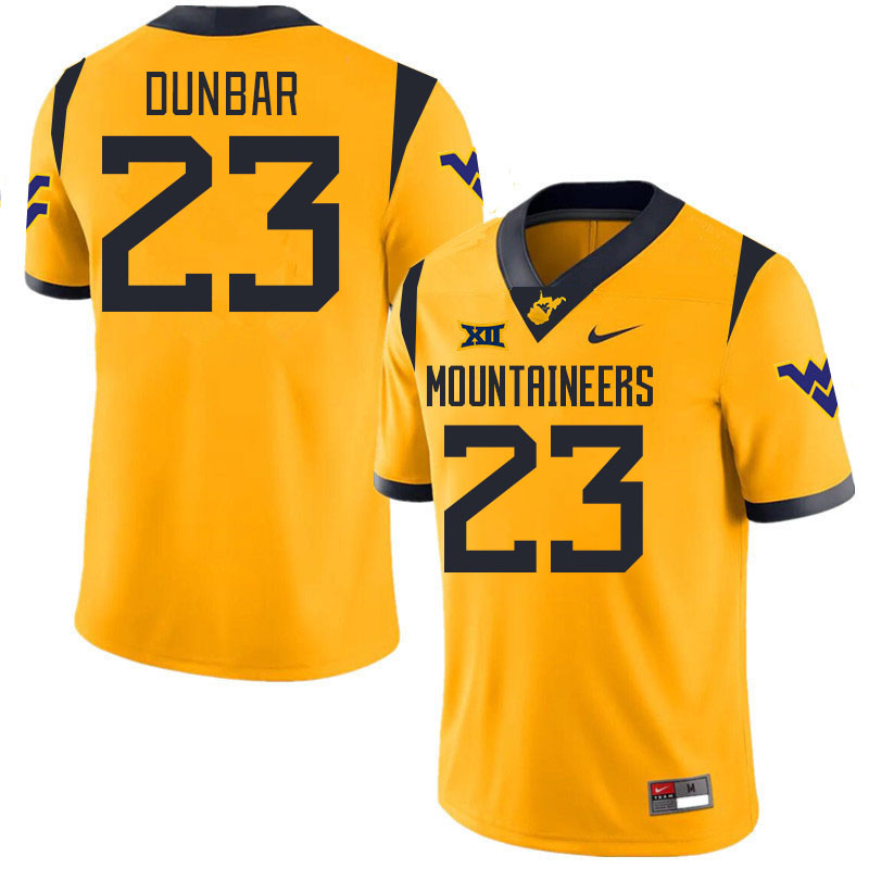 #23 Trae'von Dunbar West Virginia Mountaineers College 2024 New Uniforms Football Jerseys Stitched Sale-Gold